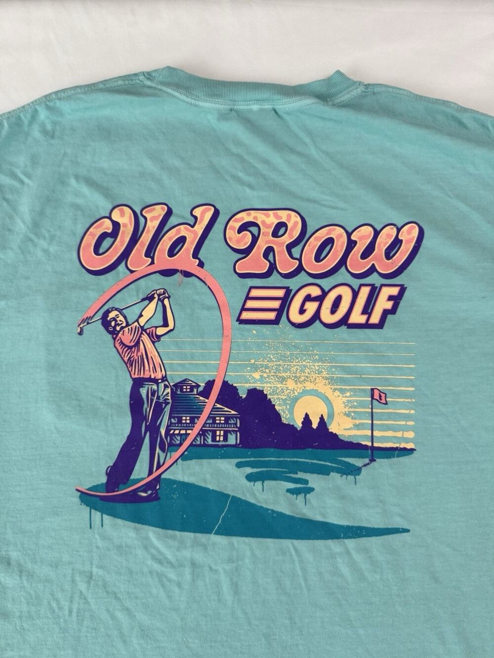 Old Row Golf T Shirt Men’s XL Retro Golfer Pocket Tee Graphic Seafoam Preppy